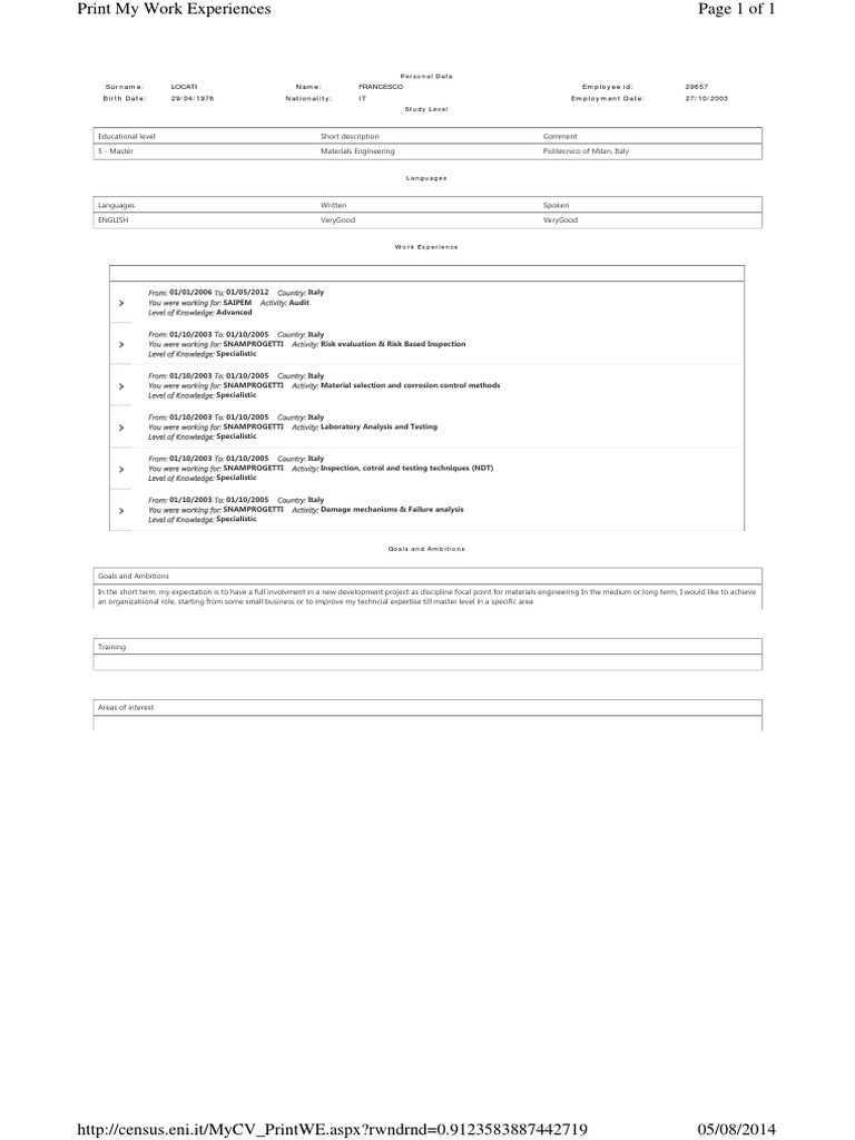 Work Experience | PDF | Career & Growth | Computers