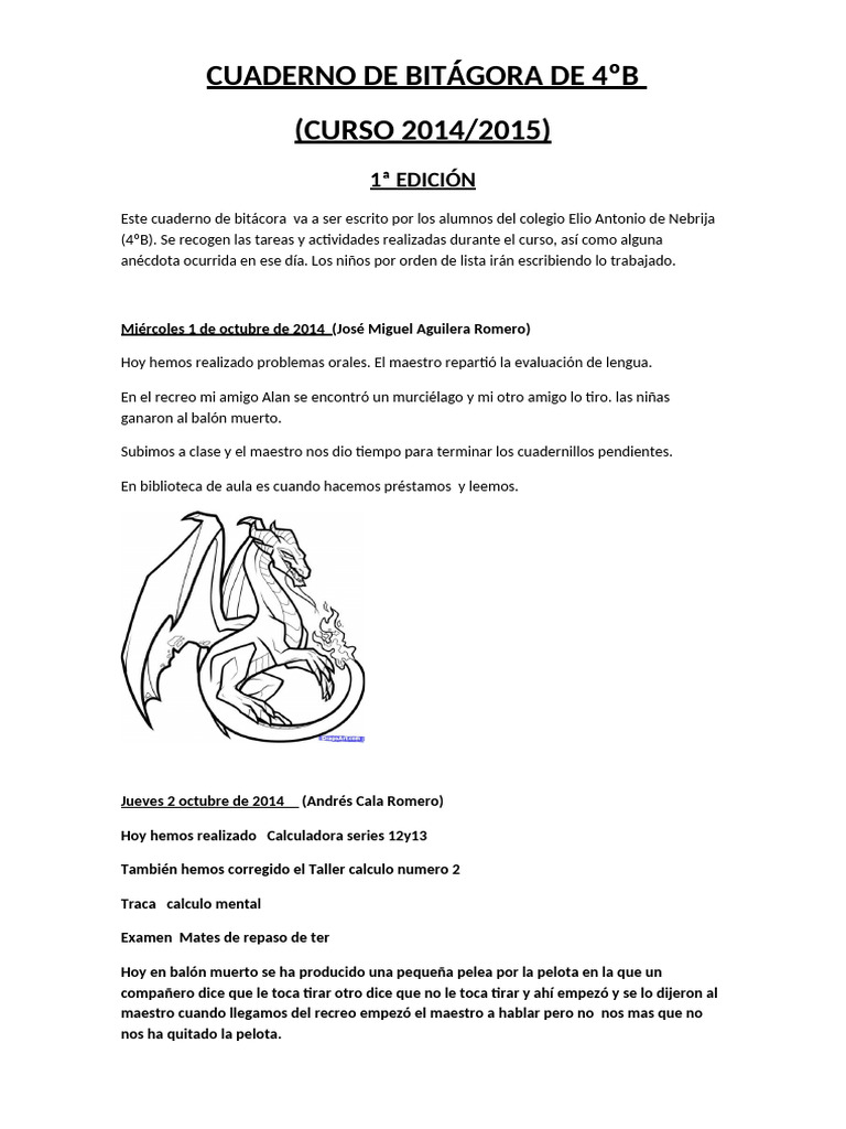 Cuaderno de Bitácora de 4ºb Cuaderno de Bitácora de 4ºb