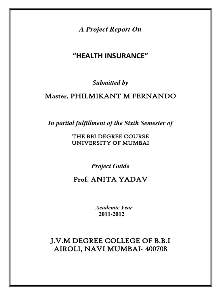 research report on health insurance