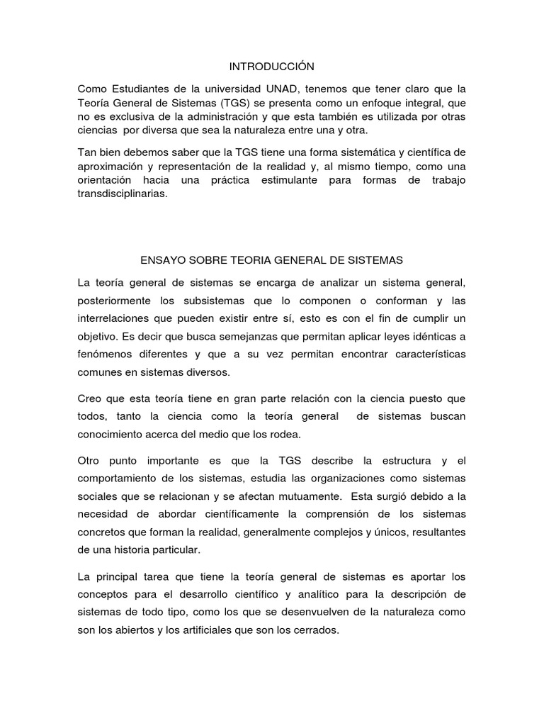 Teoria general de sistemas ensayo