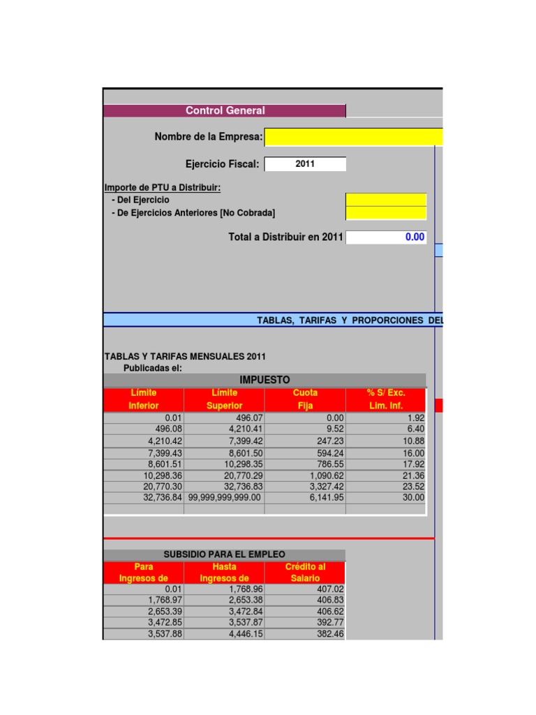 Calculos En Ptu Pdf Derecho Laboral Impuesto Sobre La Renta