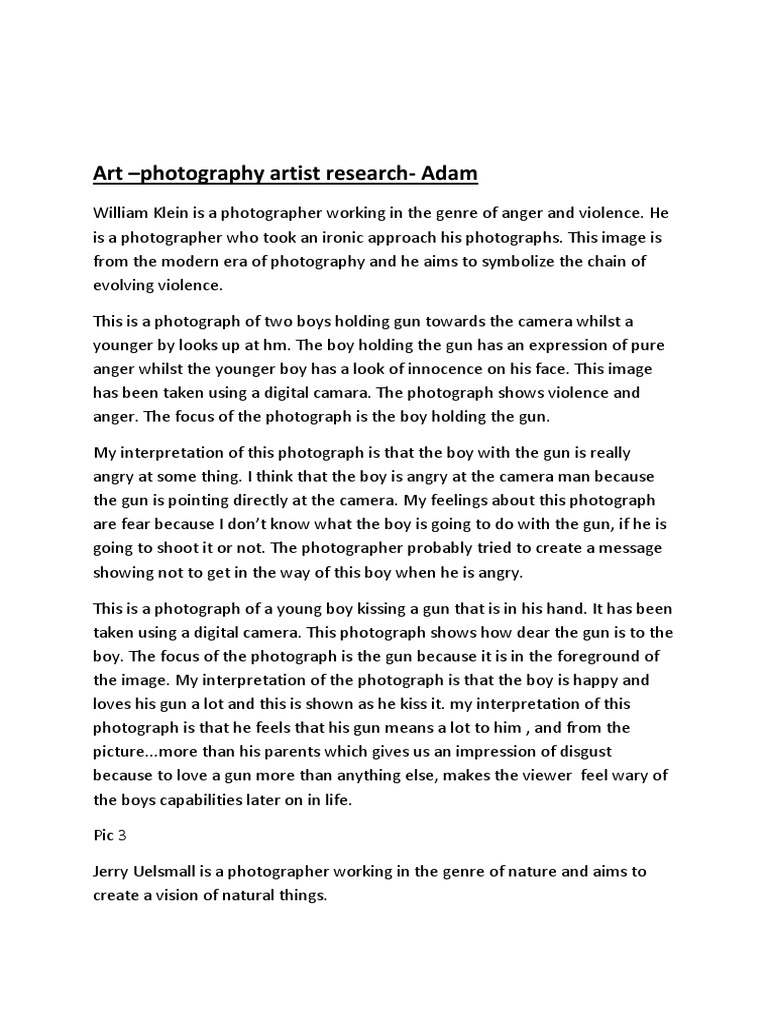 Art Photography Artist ResearchAdam PDF Anger Photograph