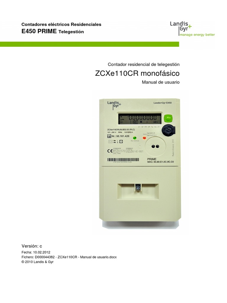 LANDIS GYR ZCXe110Manual de Uso Electric Power Screw