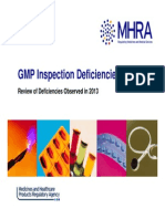 GMP Inspection Deficiencies 2013: Review of Deficiencies Observed in 2013