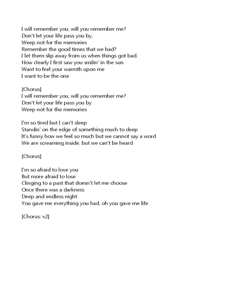 I Will Remember You | PDF
