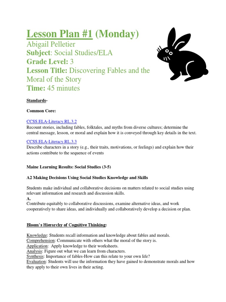 edu371 fablesmorals lesson plan 2 Lesson Plan Communication