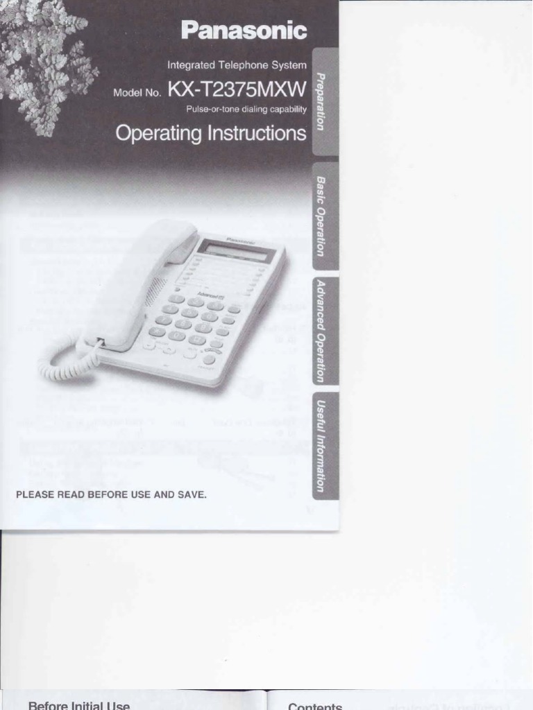 Panasonic Phone Manual KXT2375MXW Descargar gratis PDF Telephone