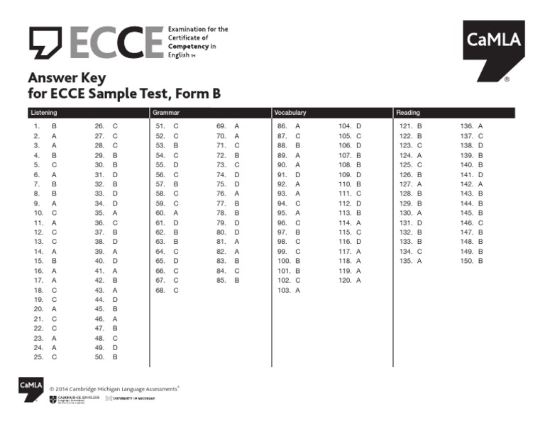 ECCE SampleB Key