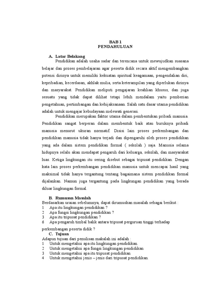 Pengaruh Timbal Balik Antara Tripusat Pendidikan Terhadap Perkembangan