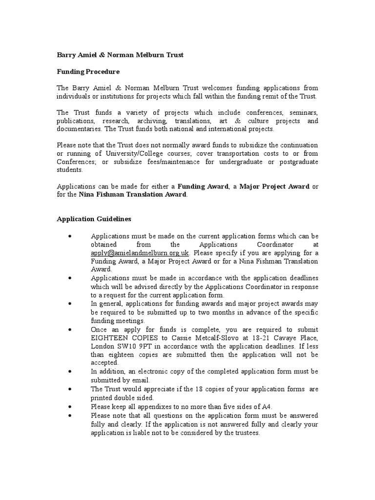 Grant Giving Guidelines Pdf Trust Law Postgraduate Education