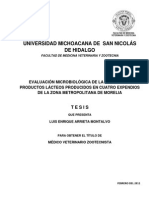 Evaluación microbiológica leche y productos lácteos expendios Morelia