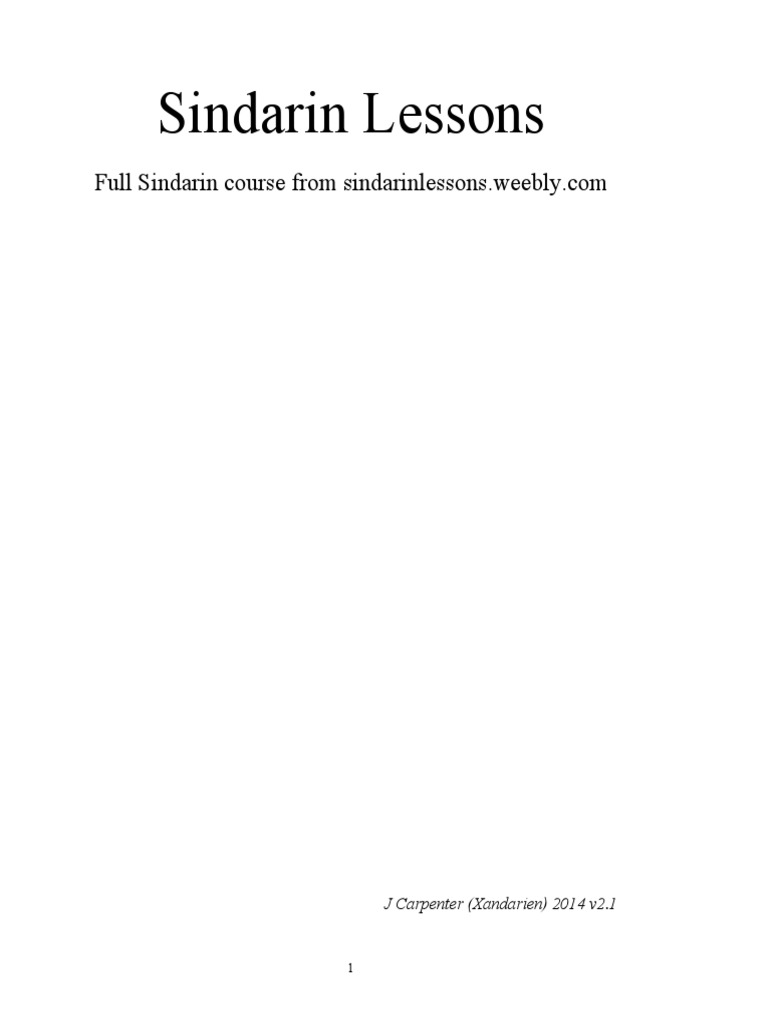 Sindarin Lessons 2.1 | PDF | Verb | English Language