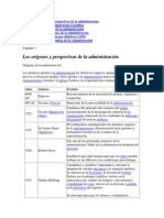 Los Orígenes y Perspectivas de La Administración