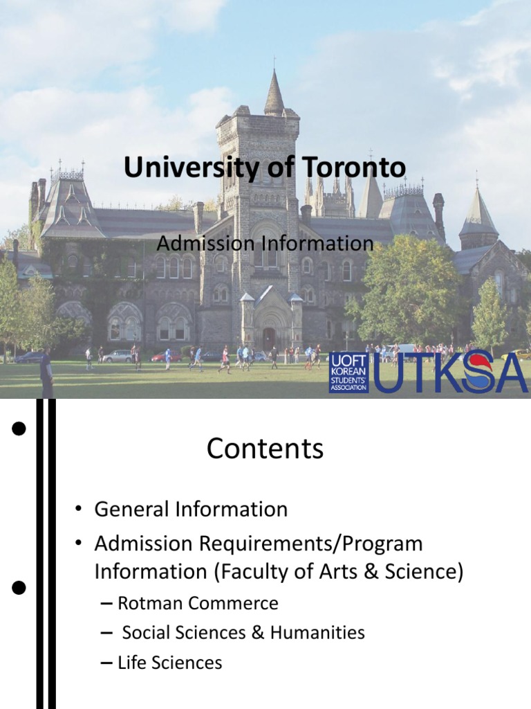 University Of Toronto Admission Information – QNAG