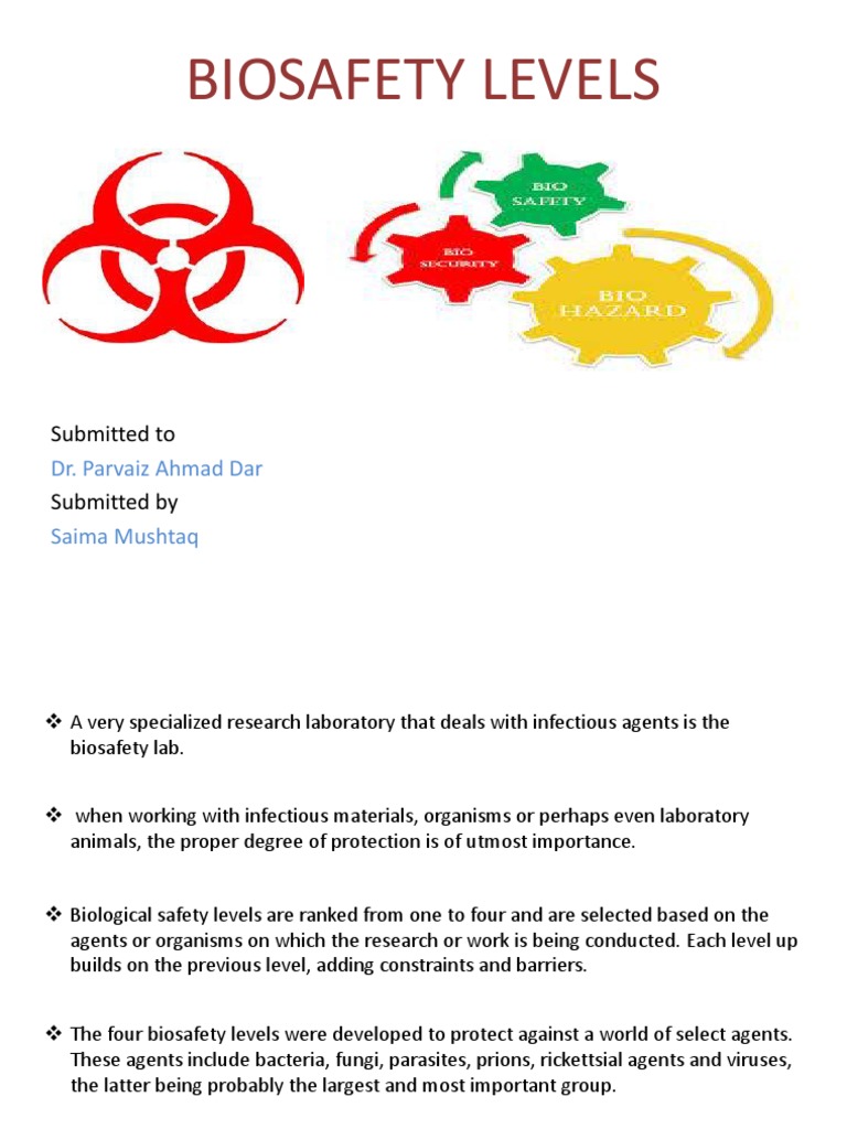 Biosafety Levels: Submitted To Submitted by | PDF | Prevention ...