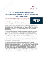 FAAIF Announces Sponsorship of Mediterranean Summit of Islamic Finance in Barcelona, Spain