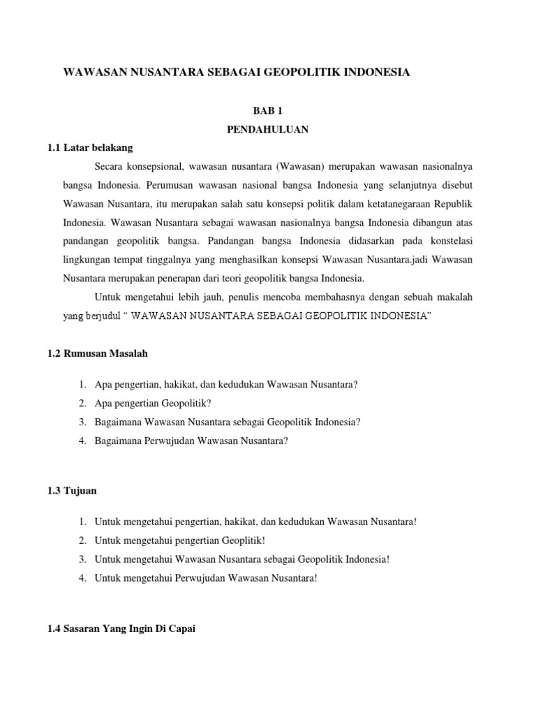 Wawasan Nusantara Sebagai Geopolitik Indonesia Docx