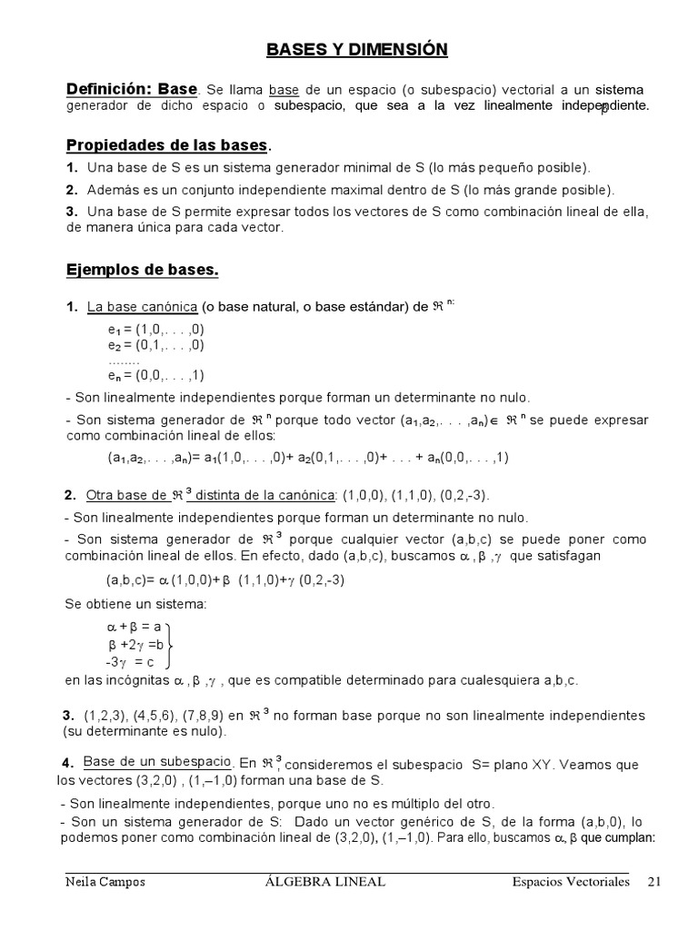 Espacios Vectoriales | PDF | Espacio vectorial | Base (álgebra lineal)