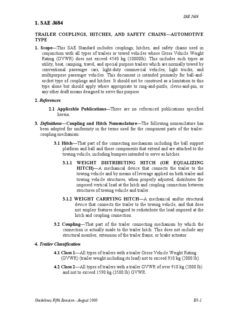 SAE J684 Trailer Coupling Standards | PDF | Trailer (Vehicle) | Automobiles