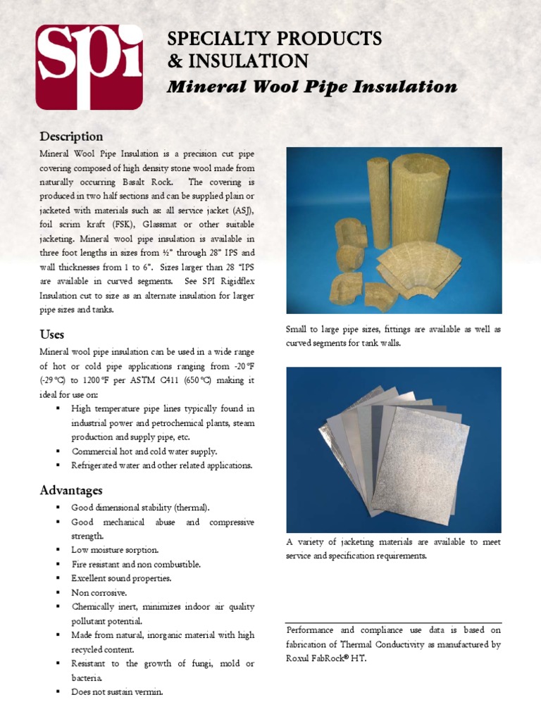 Specialty Products & Insulation Mineral Wool Pipe Insulation PDF