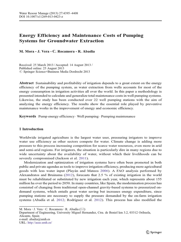 Energy Efficiency in Groundwater Pumping | PDF | Water Resources | Pump