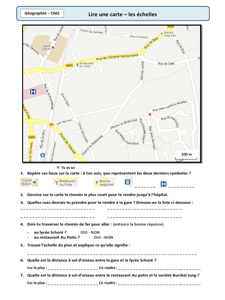 Exercice Géographie Cm2 à Imprimer Géographie CM2 Plan Et Échelles | PDF