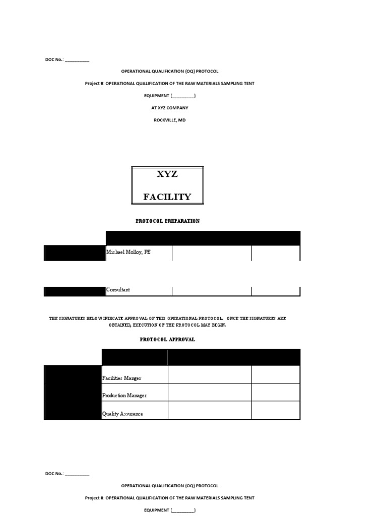 Raw Materials Sampling Tent OQ Protocol | PDF | Verification And ...