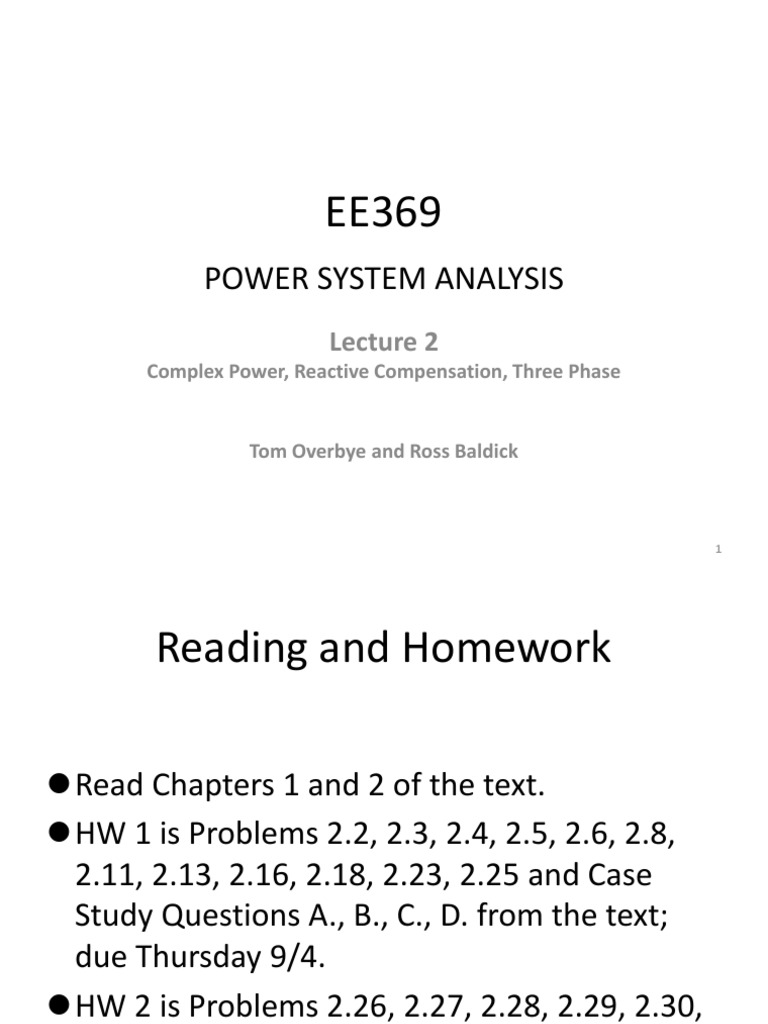 Power System Analysis: Complex Power, Reactive Compensation, Three ...