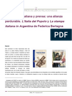 Inmigración Italiana y Prensa: Una Alianza Perdurable. L'Italia Del Popolo y La Stampa Italiana in Argentina de Federica Bertagna