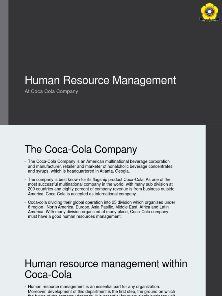 Human Resource Management at Coca Cola Company  PDF  Recruitment