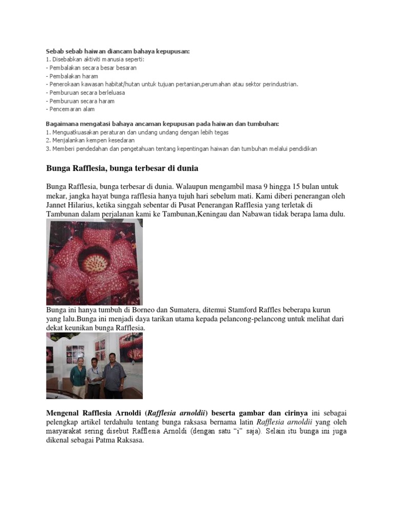 Sebab Sebab Haiwan Diancam Bahaya Kepupusan Pdf