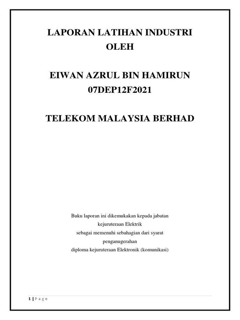 Laporan Latihan Industri Lengkap