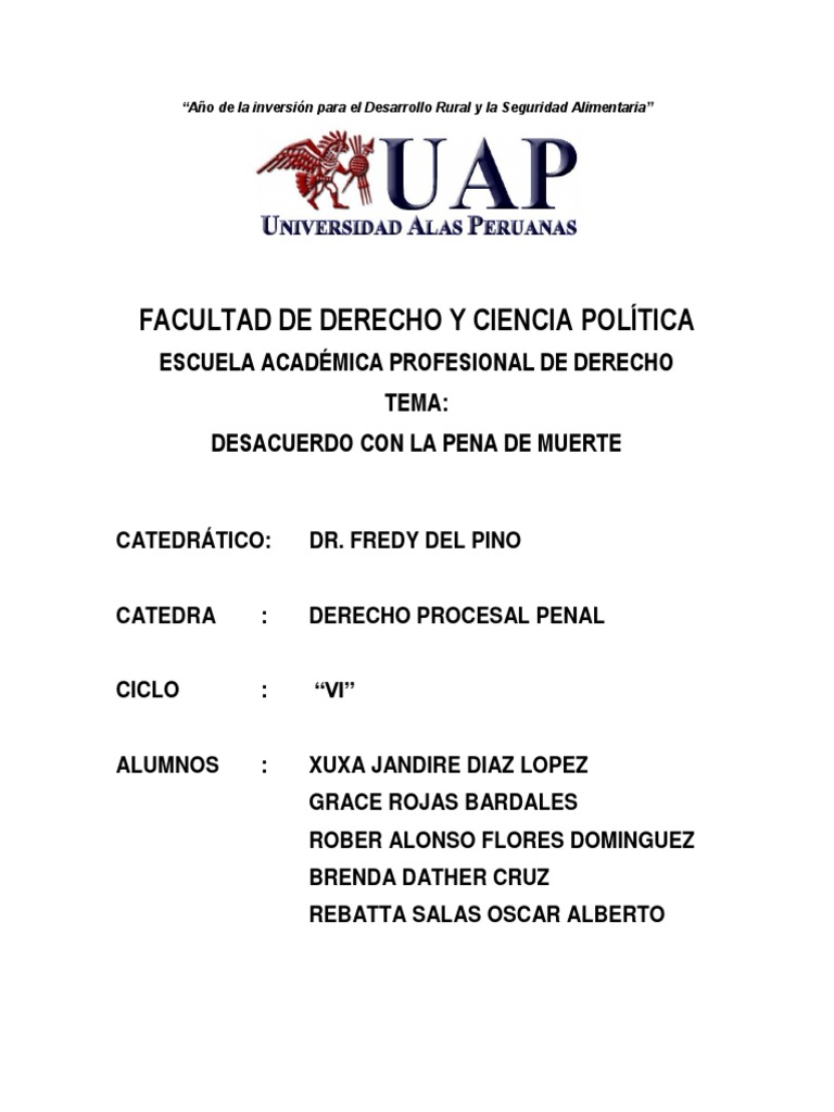 Pena de Muerte de Derecho Penal Peruano PDF Pena capital Castigos