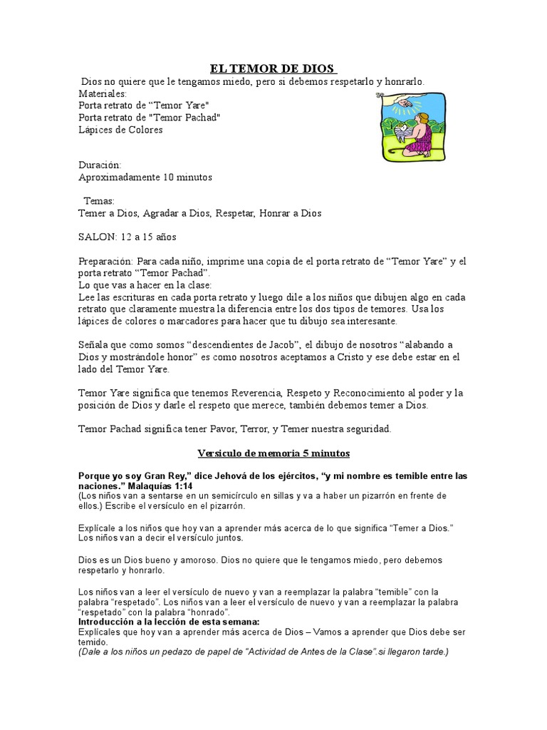 Comprendiendo el Temor de Dios Reverencia vs. Miedo PDF Temor David