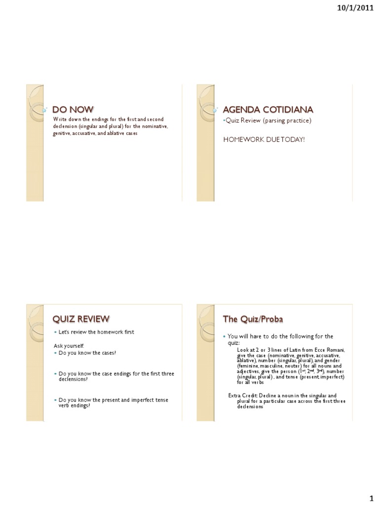 Latin Case Endings and Quiz Review | PDF