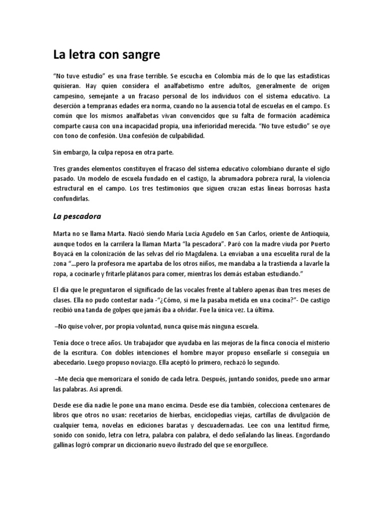 La Letra Con Sangre | PDF | Pobreza | Pobreza e indigencia