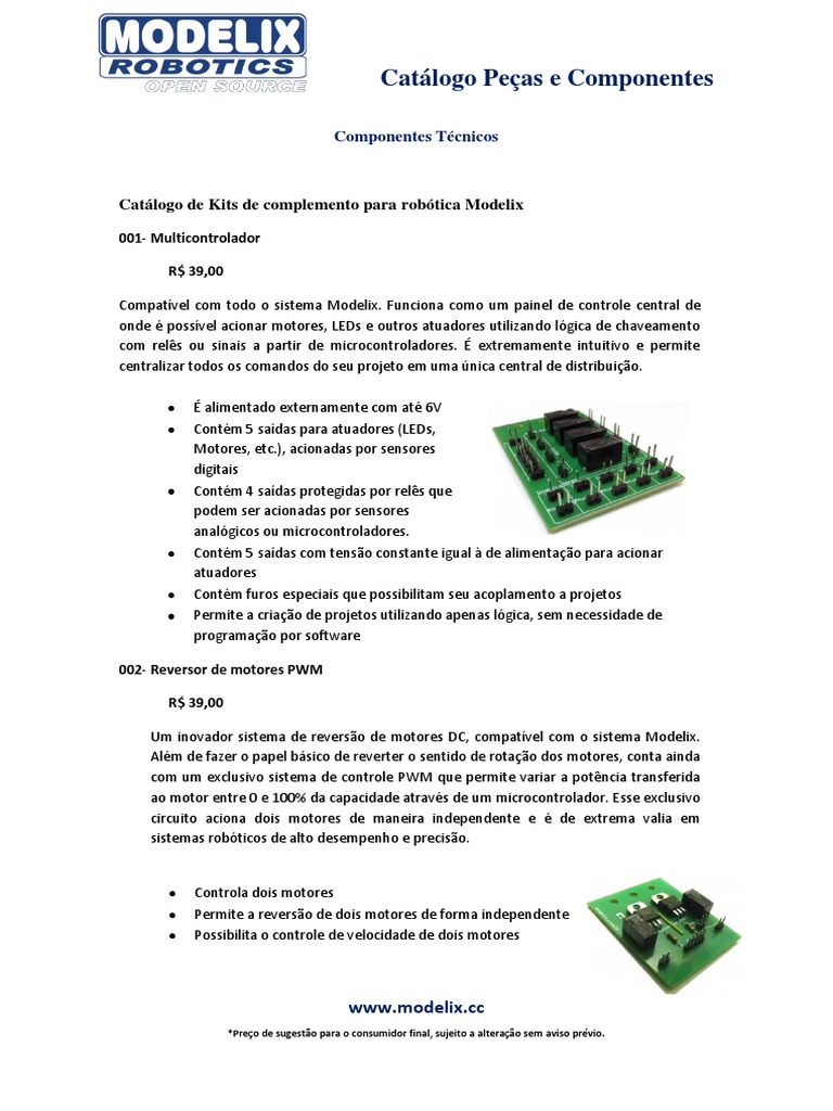 Catálogo Peças e Componentes Modelix - 24!09!13 | PDF | Arduino ...