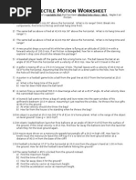 28 - Projectile Motion Worksheet