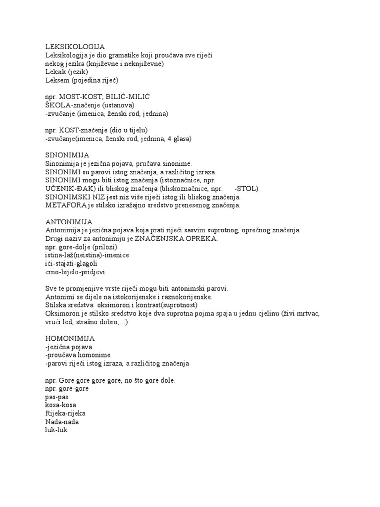 LEKSIKOLOGIJA | PDF