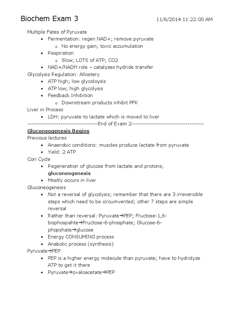 Biochem Exam 3 Citric Acid Cycle Adenosine Triphosphate