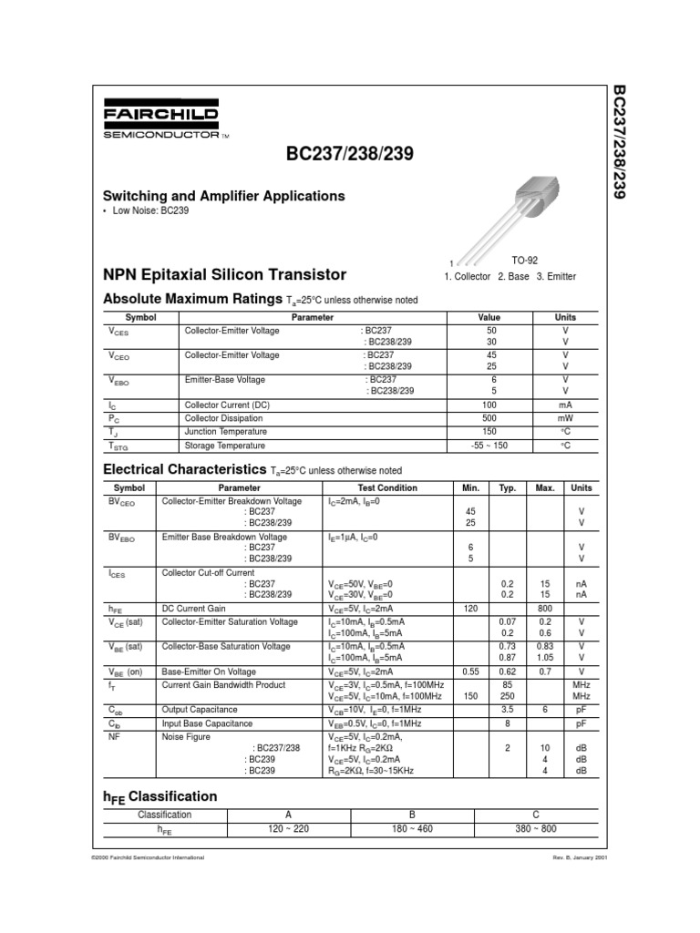BC237 | PDF | Electrical Engineering | Electronic Engineering