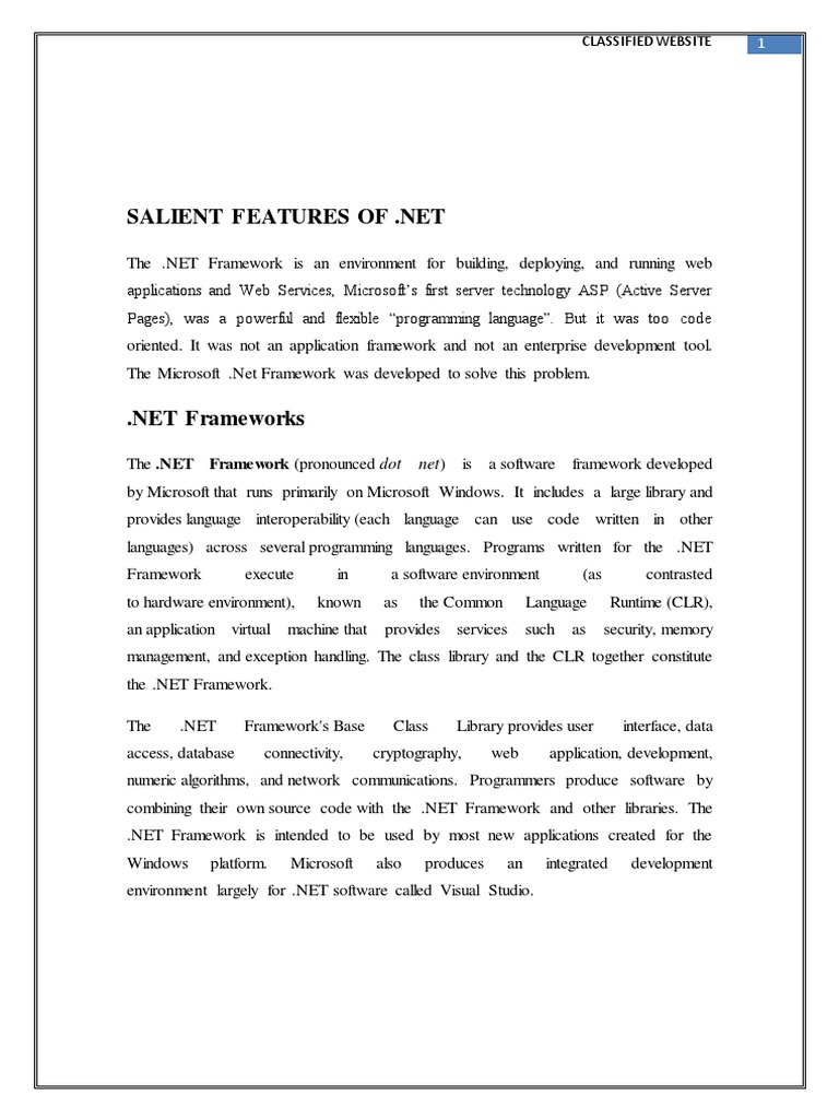 Features Dotnet | PDF | .Net Framework | Areas Of Computer Science