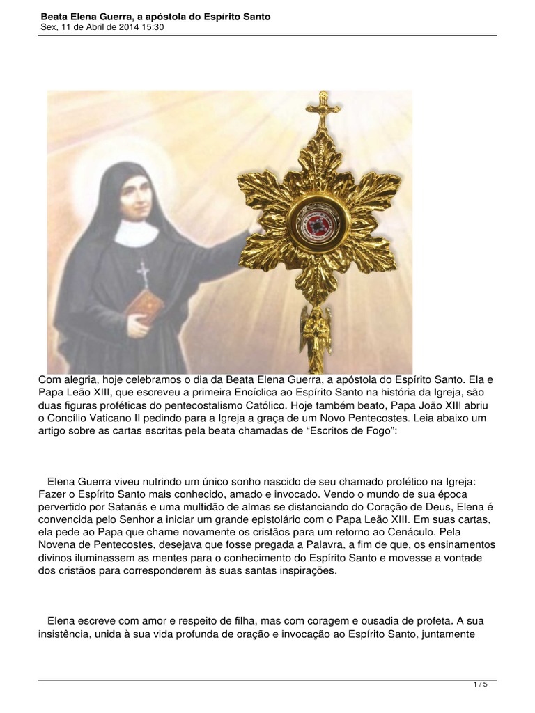 Beata Elena Guerra a Apostola Do Espirito Santo | Espírito Santo
