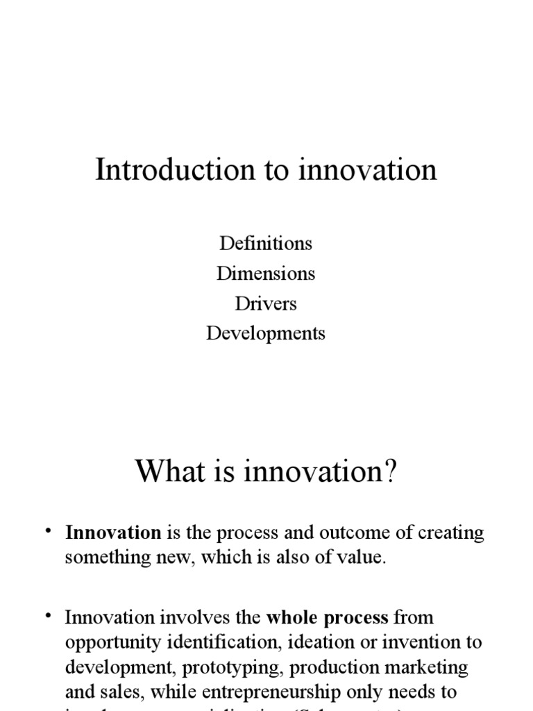 Introduction to Innovation in Entrepreneurship | PDF | Innovation ...
