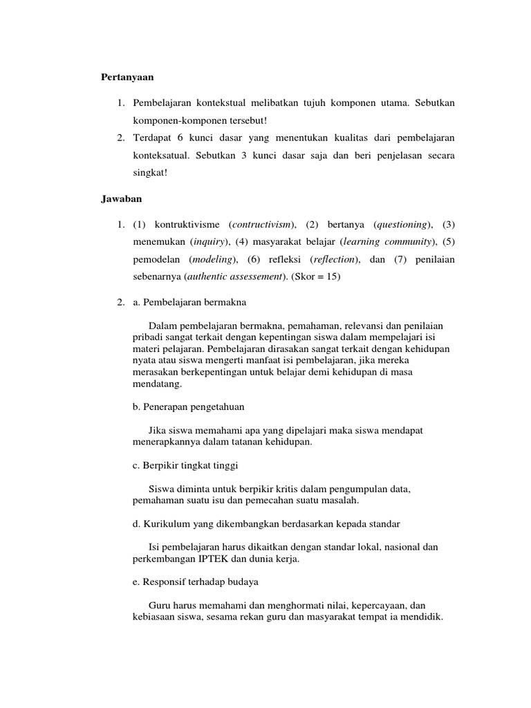 Pertanyaan Dan Jawaban Kontekstual