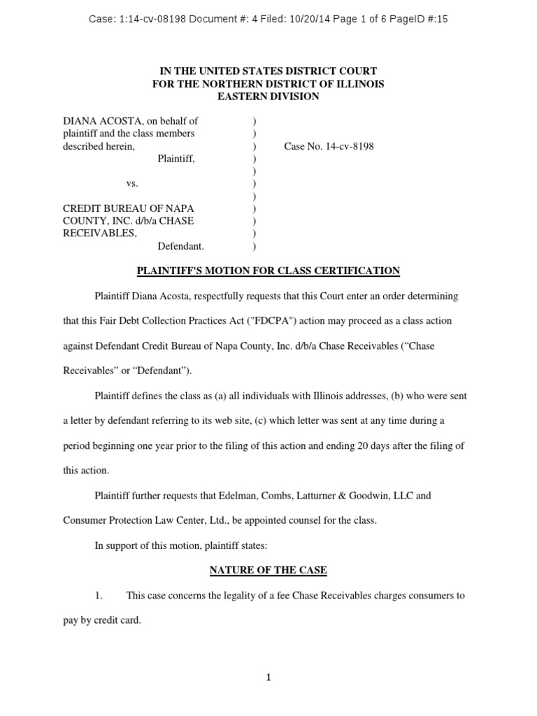 Class Certification Motion in FDCPA Case | PDF | Class Action ...