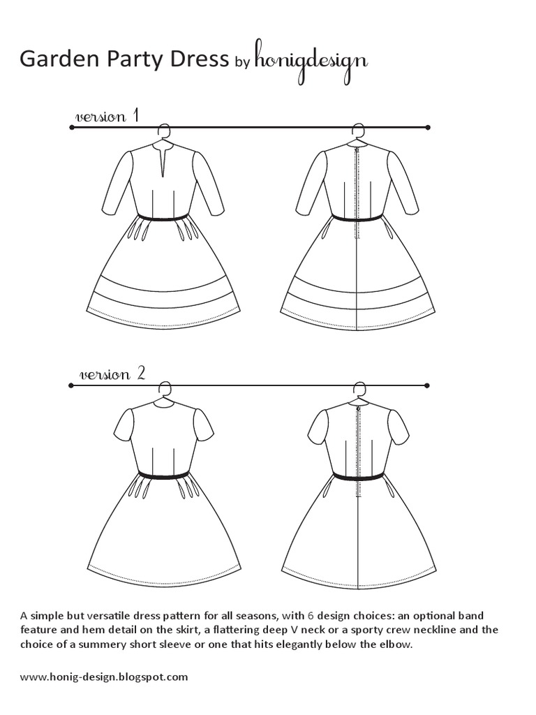 Garden Party Dress Pattern Guide | PDF | Seam (Sewing) | Clothing