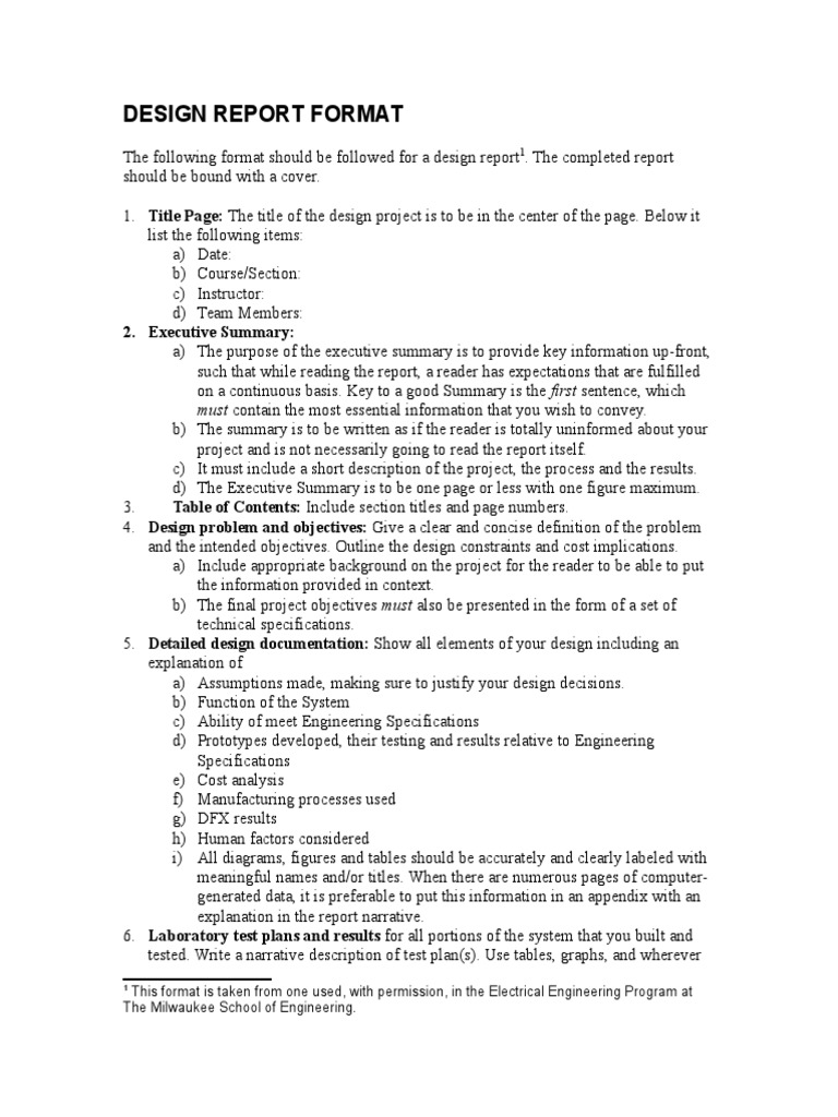 7 Design Report Specification Technical Standard Narrative