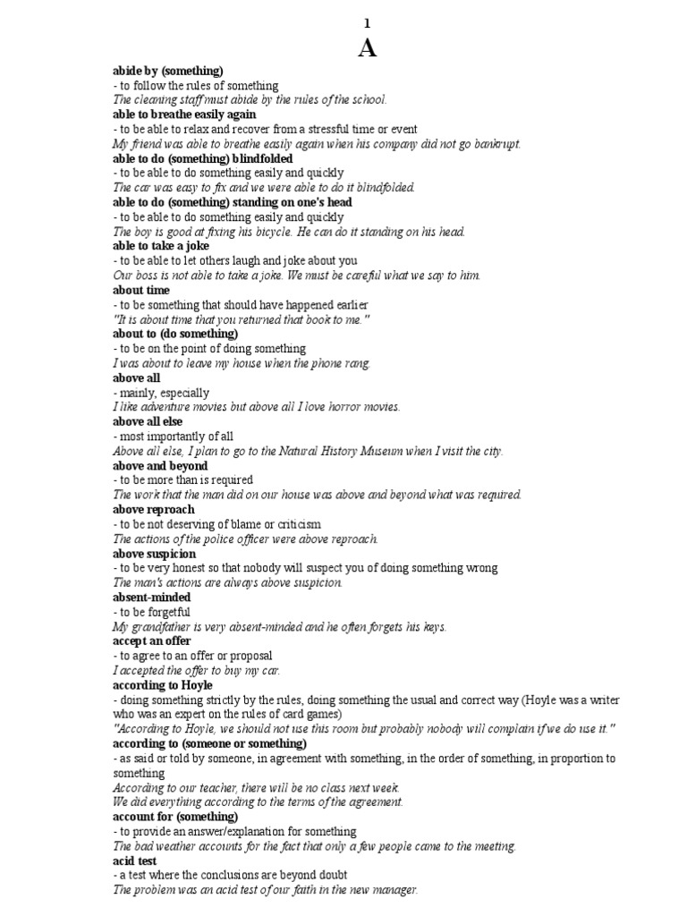 A TO Z IDIOMS ALPHABETICAL LIST intelligence overview