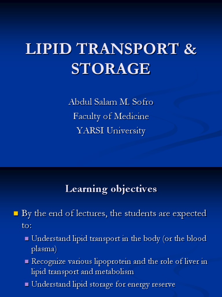 Lipid Transport and Storage Overview | PDF | Lipoprotein | High Density ...